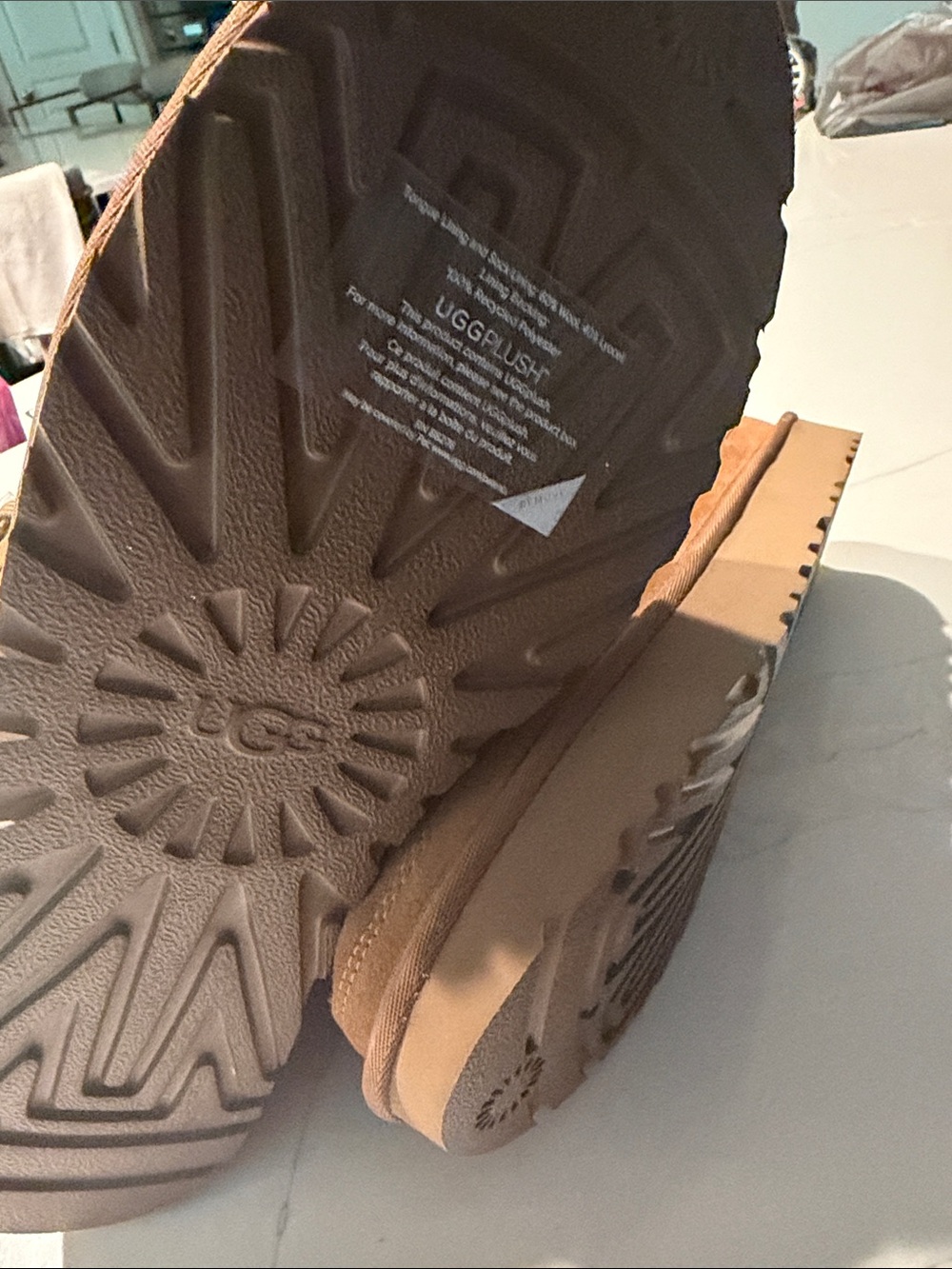 UGG Chestnut Suede Shearling Lace-Up High-Top Sneakers - Picture 2 of 2